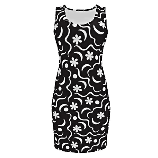 Moonlit Garden Bodycon Dress Black