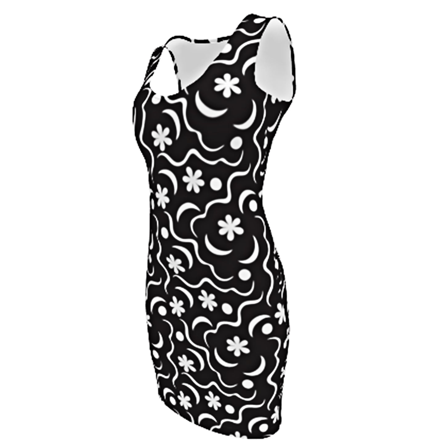 Moonlit Garden Bodycon Dress Black