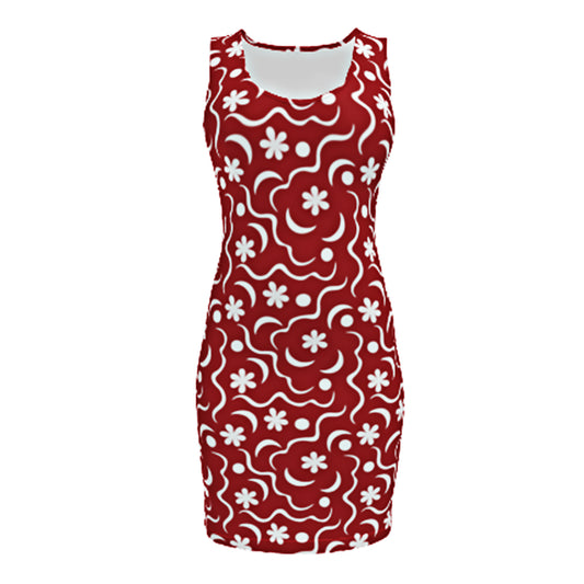 Moonlit Garden Bodycon Dress Red